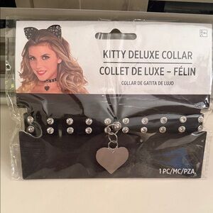 Black Kitty Deluxe Collar with Silver Accents